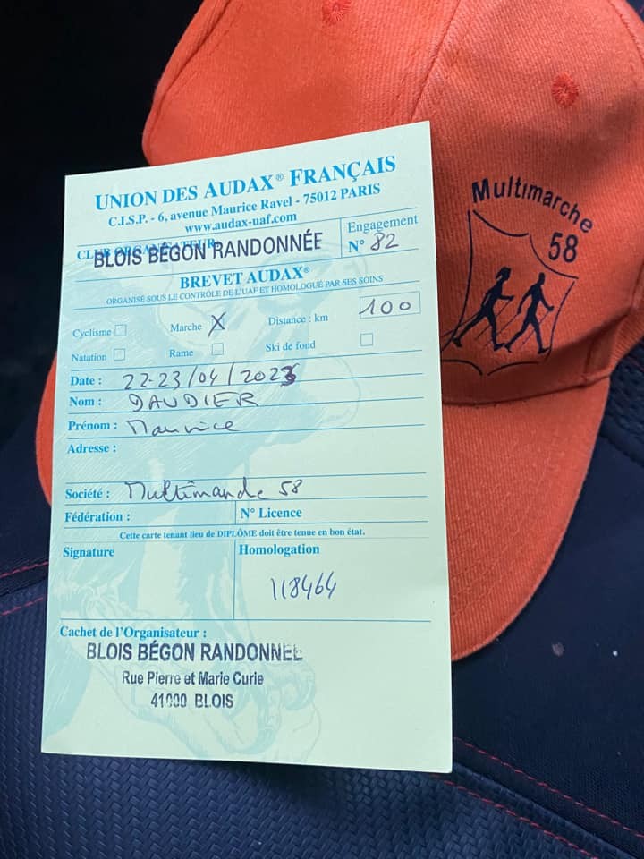 La récompense , le brevet audax des 100km !