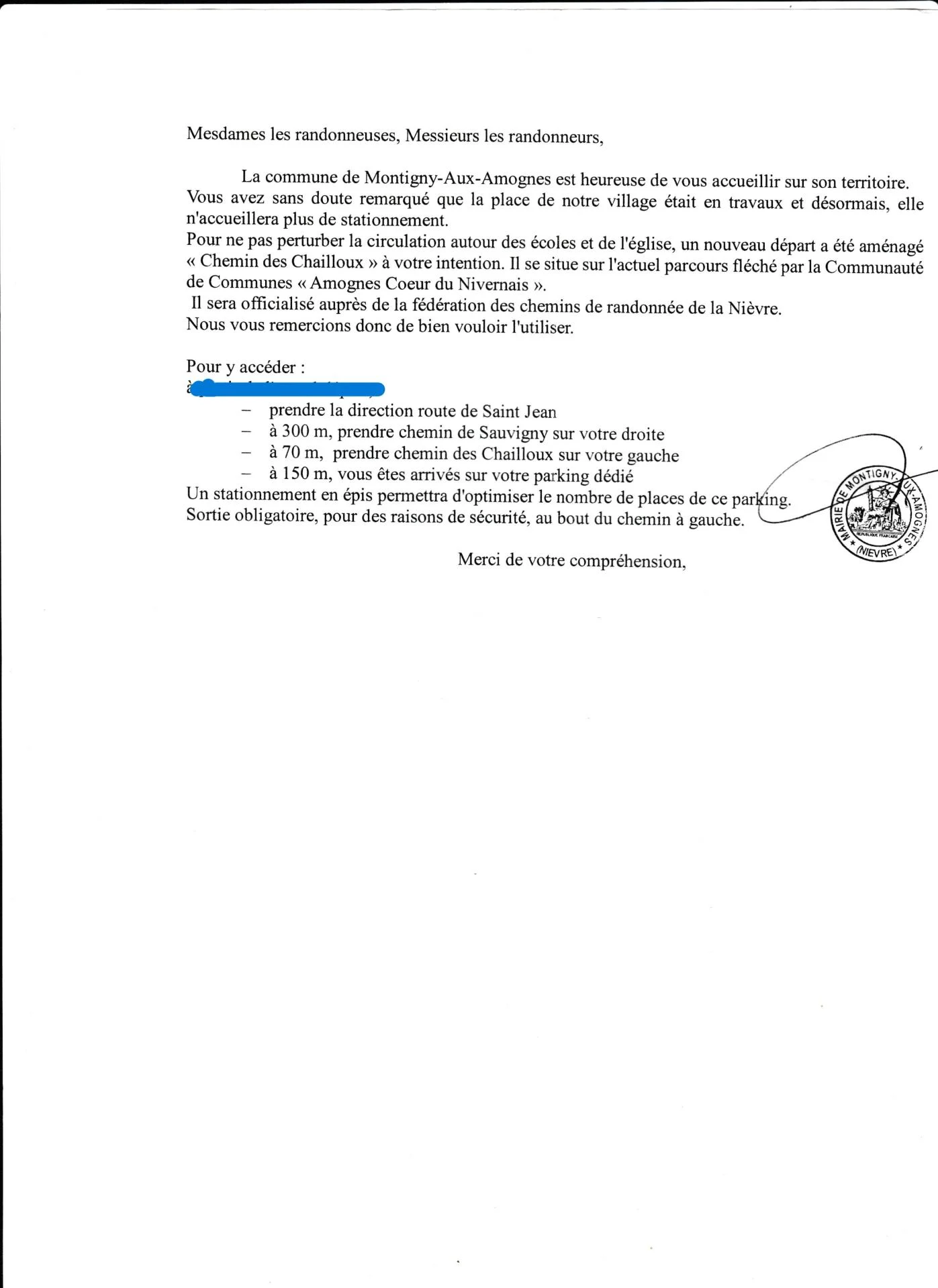 Montigny aux amognes parking des randonneurs 2023 2